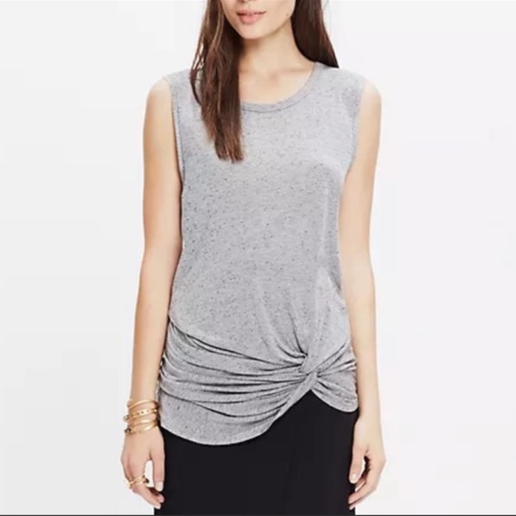 Madewell Knot Twisted Hem Speckled Tunic Tank E5264 Viscose Cotton Wool Small - Picture 1 of 12